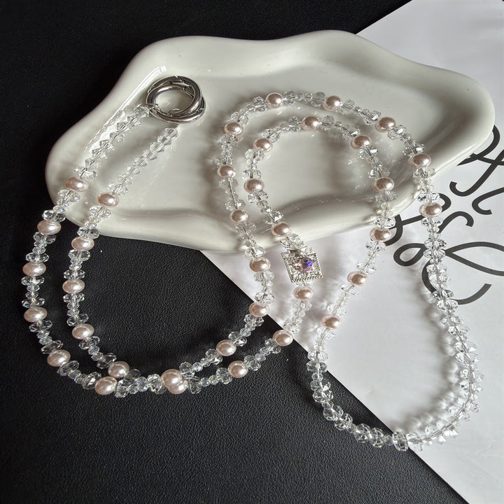 Elegant Pearl and Crystal Eyewear Holder Kalsten