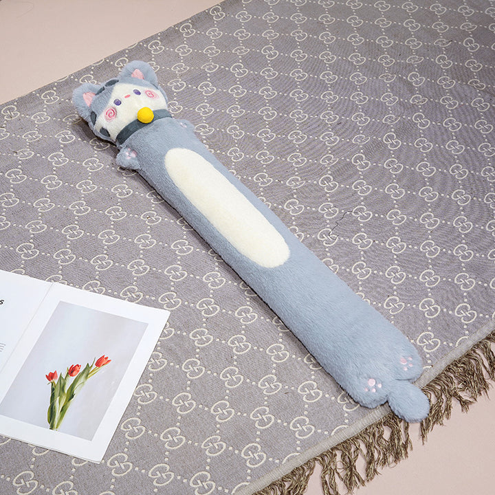 Long narrow-shaped plush cuddle pillow in dachshund design with soft fleece cover