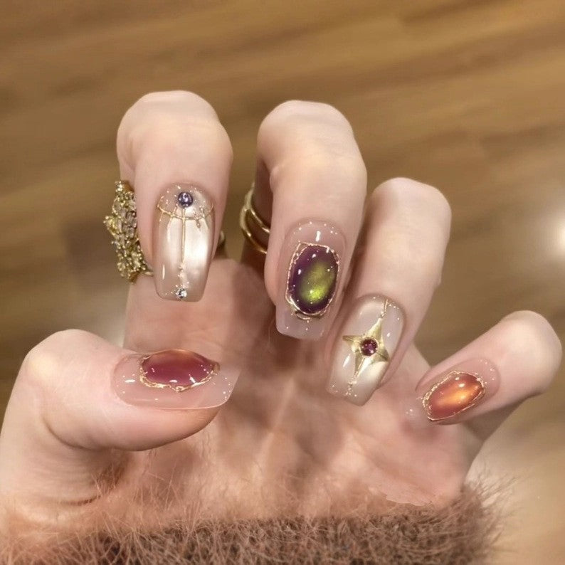 Artistic Gemstone Press-On Nails Kalsten
