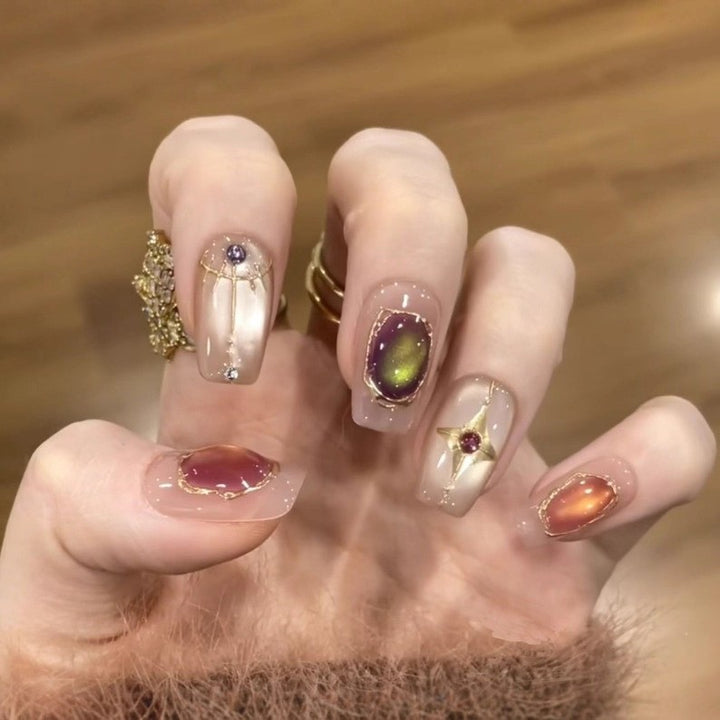 Artistic Gemstone Press-On Nails Kalsten