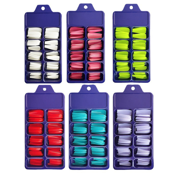 Artificial nails with long French tip design Kalsten