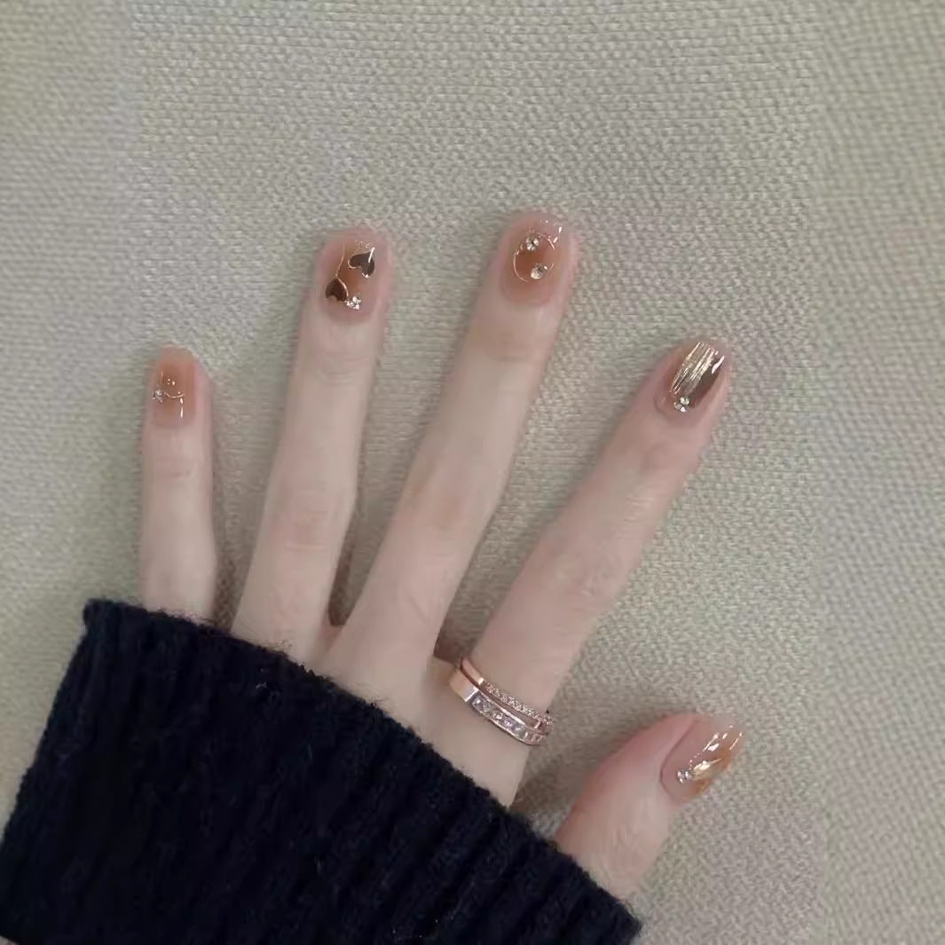 Artistic Heart-Themed Press-On Nail Set
