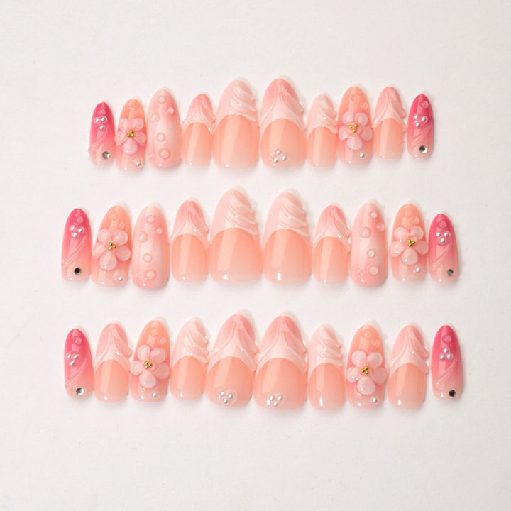 Decorative Floral Design Press-On Nail Set