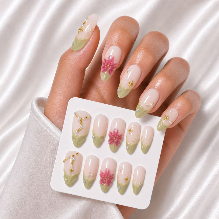 Floral Art Acrylic Nail Extensions Kalsten