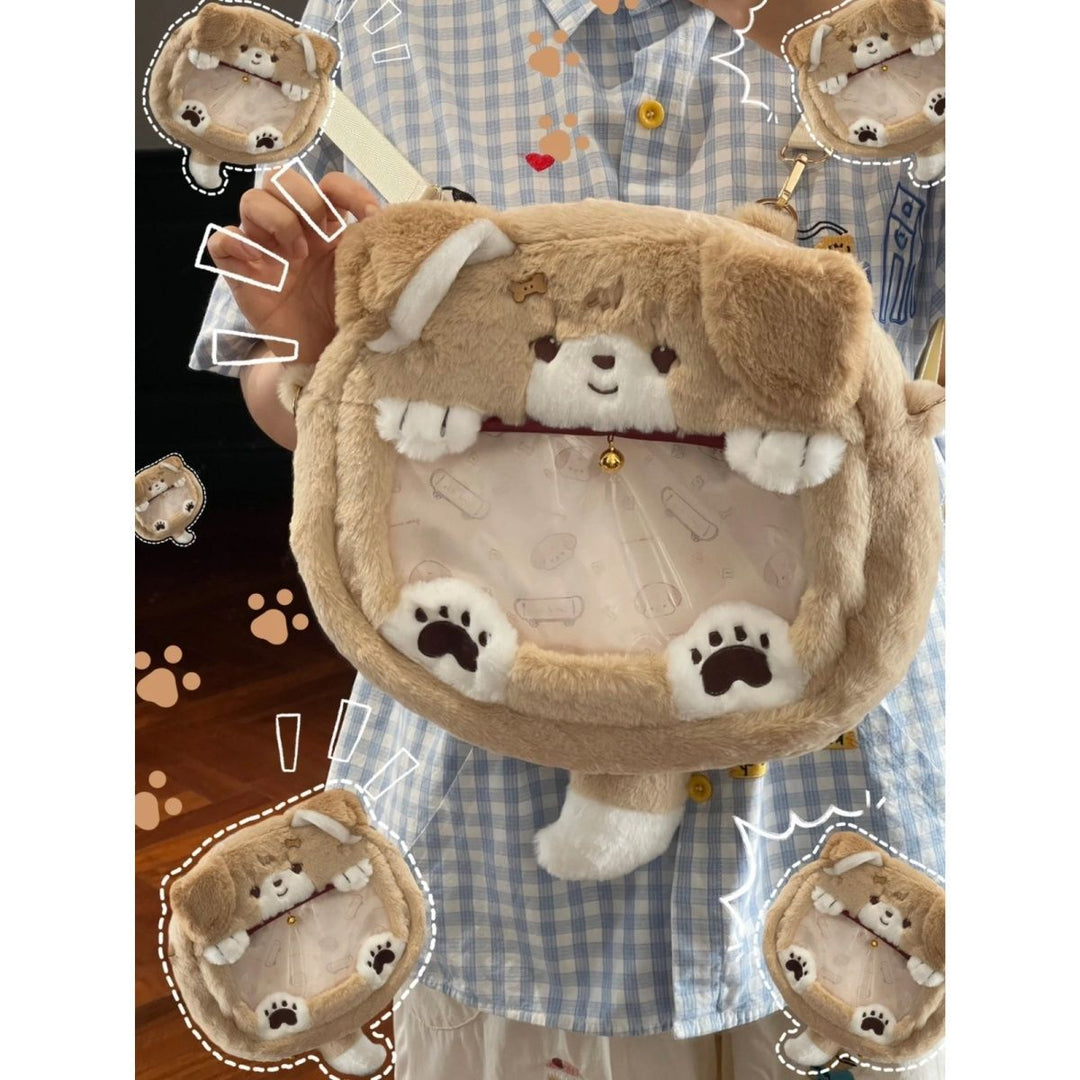 Plush Shoulder Bag with Dog Motif Kalsten