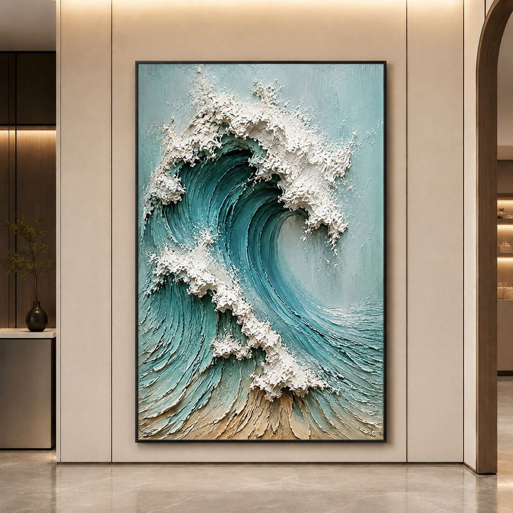 Coastal Wave Textured Canvas Artwork