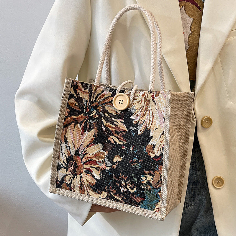 Floral Embroidered Artisan Tote