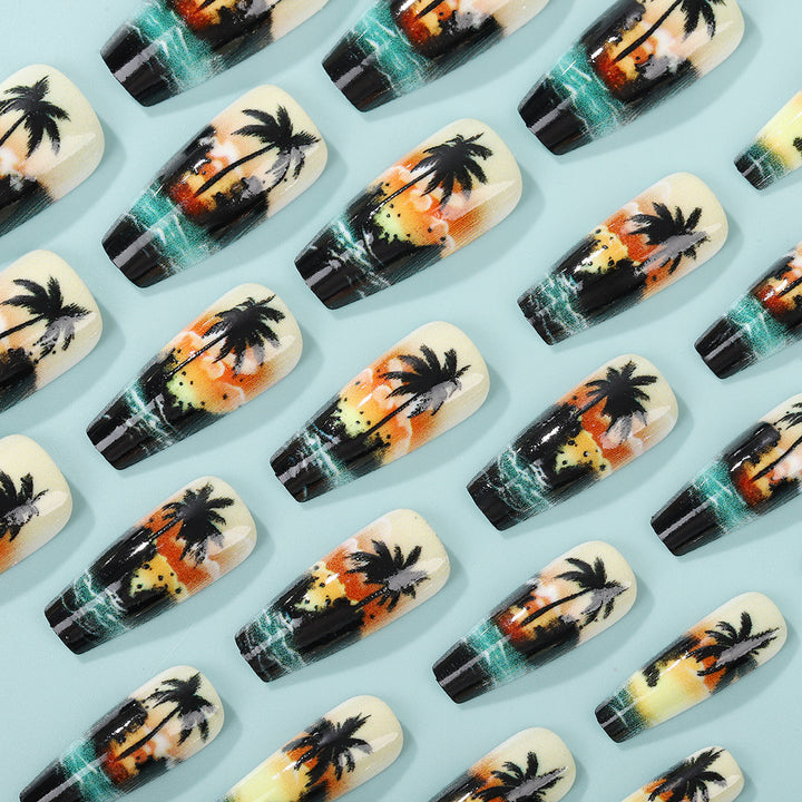 Artificial nails with tropical palm design Kalsten
