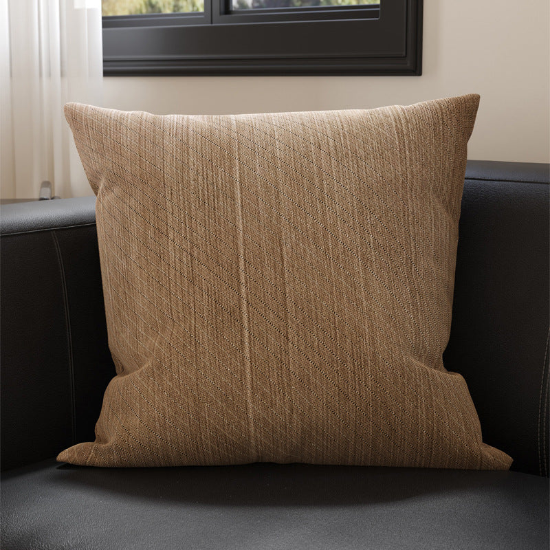 Decorative Knit-Texture Square Throw Pillow Cover with Abstract Block Print