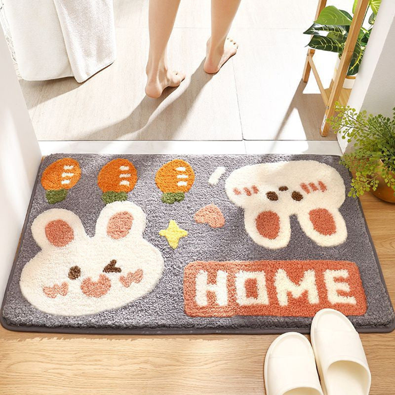 Plush Cartoon Bunny-Themed Area Mat