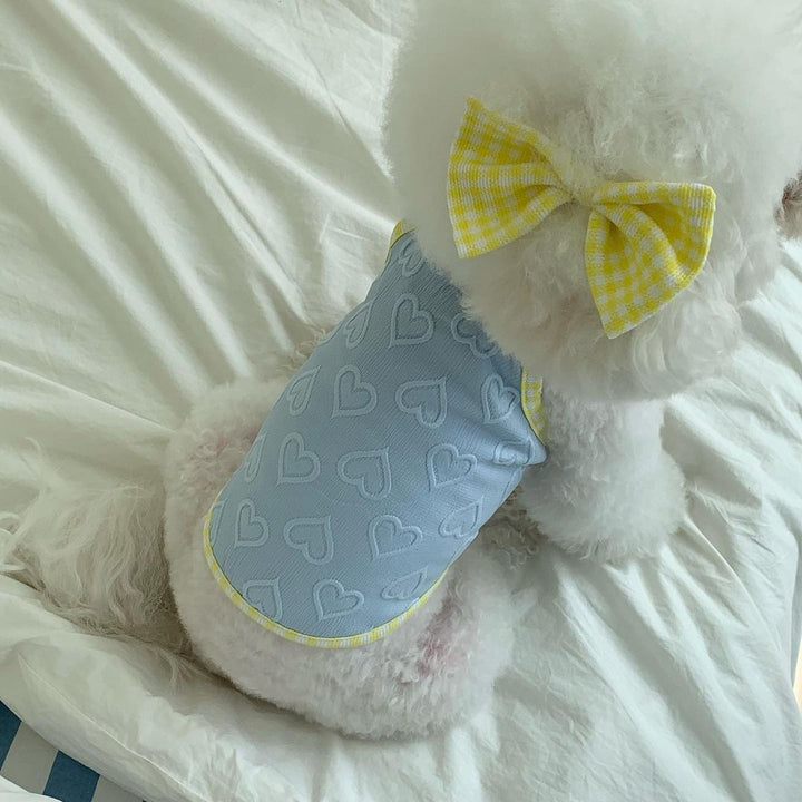 Heart Embossed Pet Tank Top with Gingham Trim