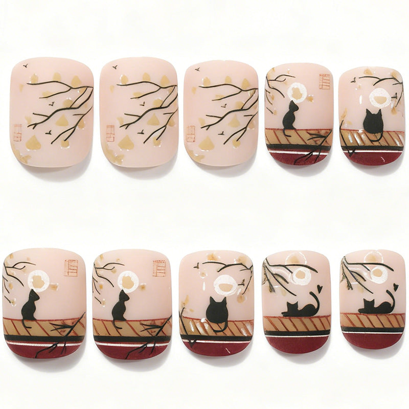 Artistic Cat-Themed Acrylic Nail Art Set Kalsten