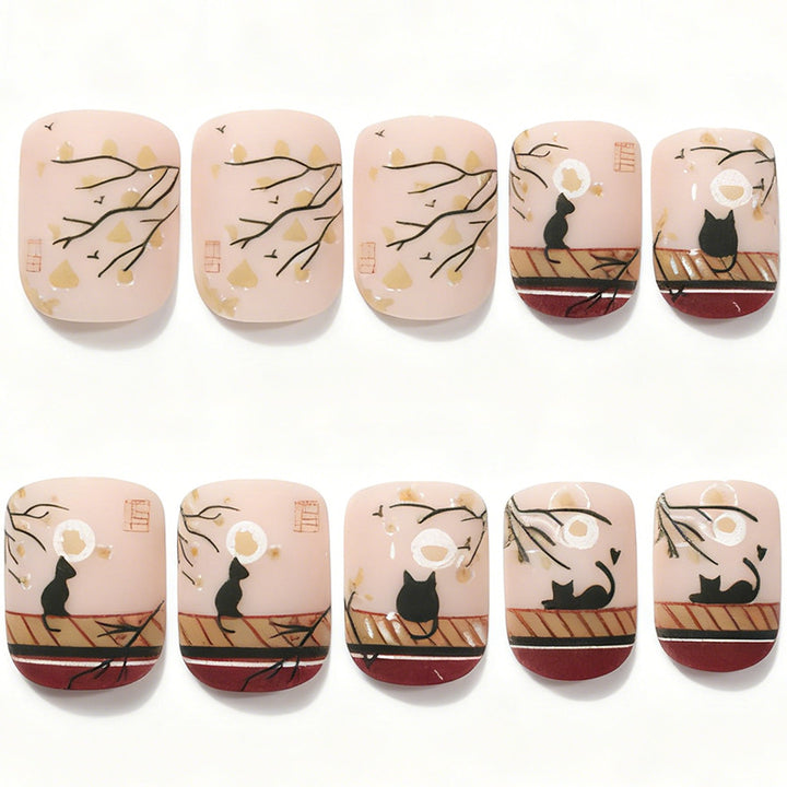Artistic Cat-Themed Acrylic Nail Art Set Kalsten