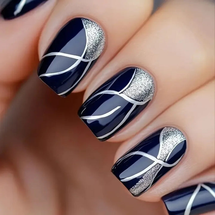 Elegant Glitter French Tip Nail Art Kalsten