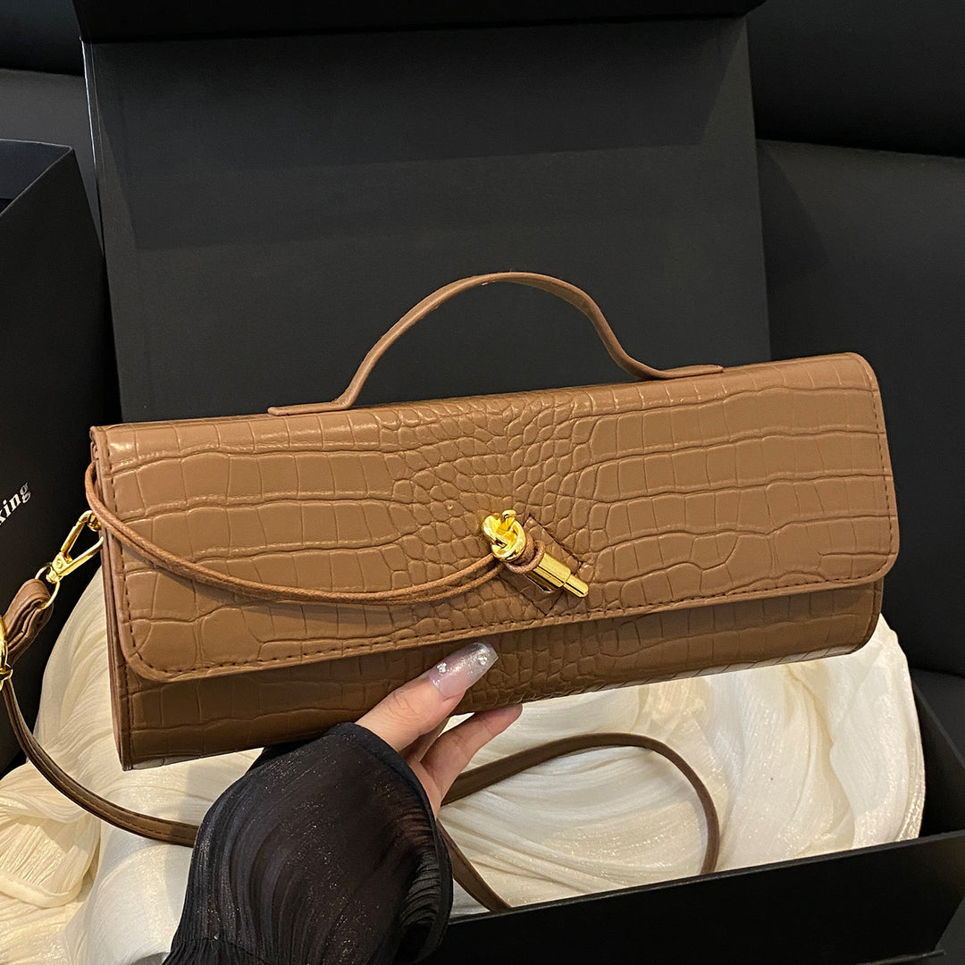 Elegant Crocodile-Textured Handbag