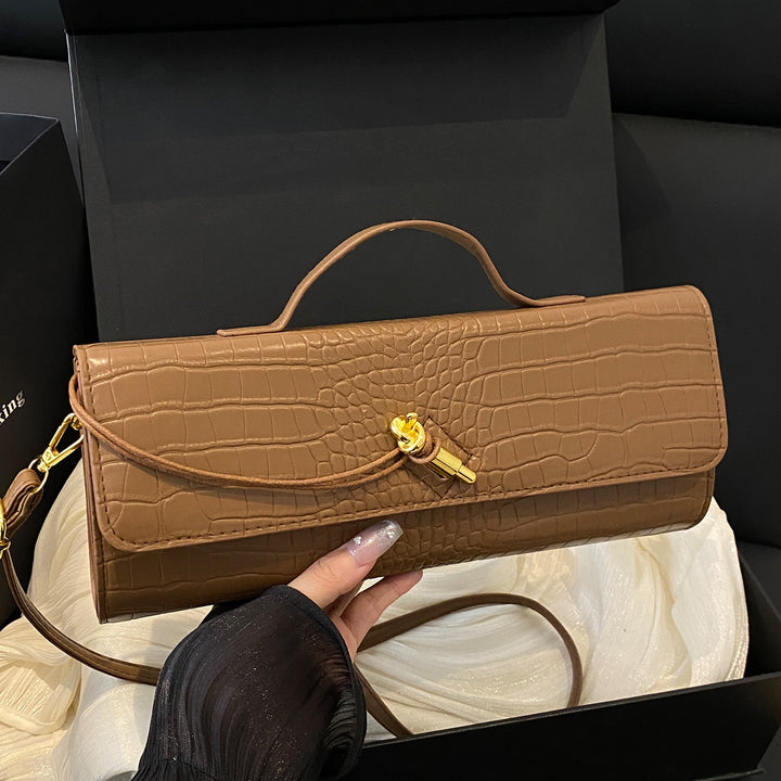 Elegant Crocodile-Textured Handbag