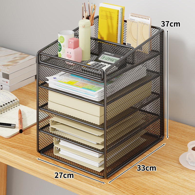 Mesh Two-Tier Desktop Document and Stationery Organizer