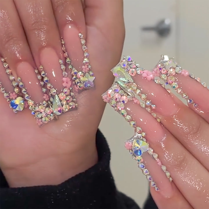 Decorative Rhinestone-Embellished Stiletto Nails Kalsten