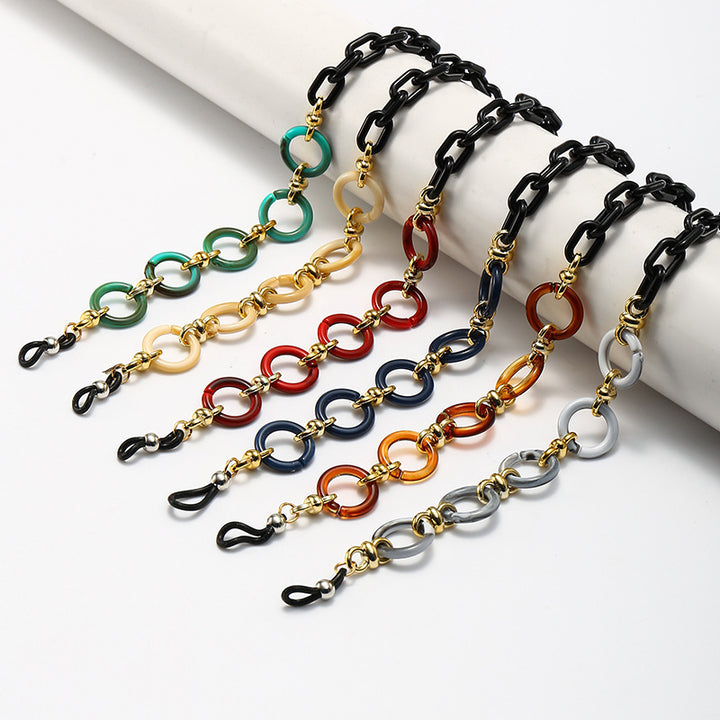 Fashionable Square Frame Glasses with Decorative Chain Kalsten