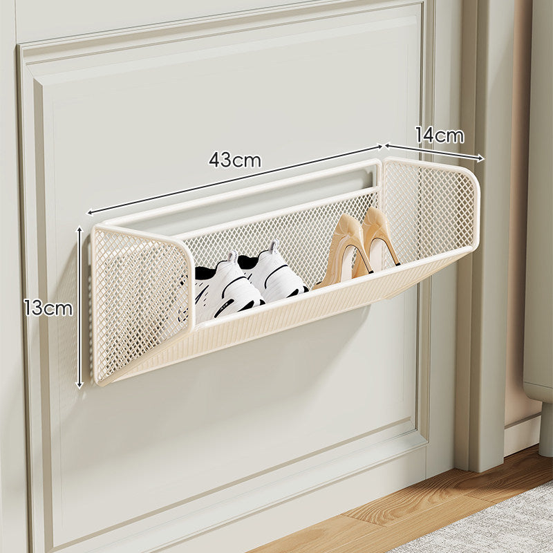 Wall-Mounted Slim Drop-Down Mesh Shoe Shelf Rack