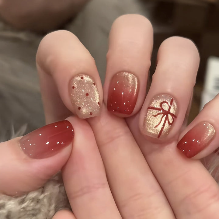 Artificial nails with festive gradient color and elegant decorations Kalsten