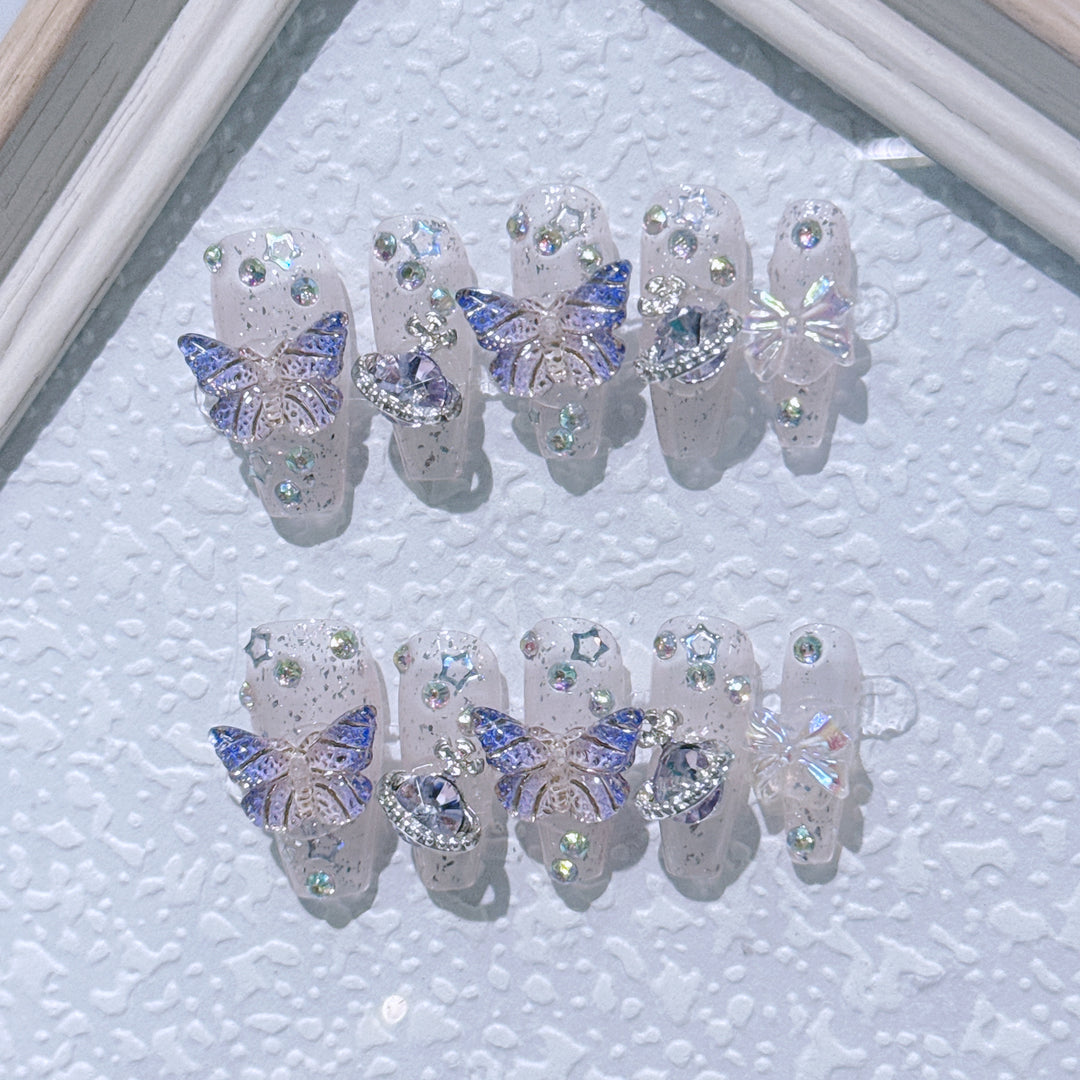 Butterfly Design Press-On Nail Art Set