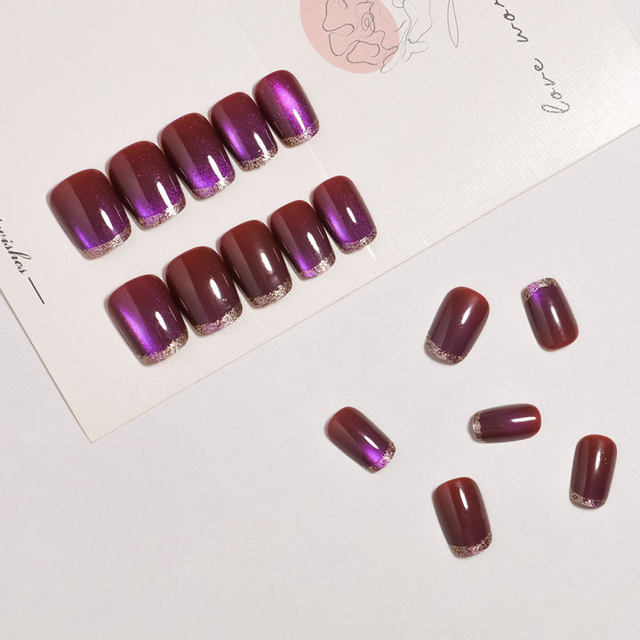 Artistic Press-On Nail Set with Glossy Ombre Finish Kalsten
