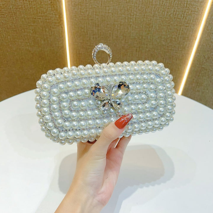 Pearl-Studded Butterfly Evening Clutch