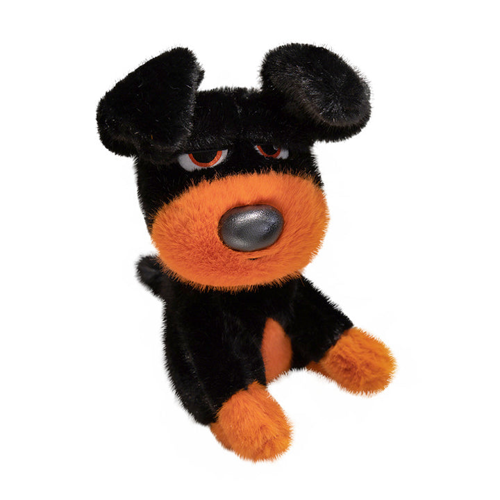 Sitting Character Plush Dog with Contrasting Faux-Fur Muzzle and Half-Lidded Expression Kalsten