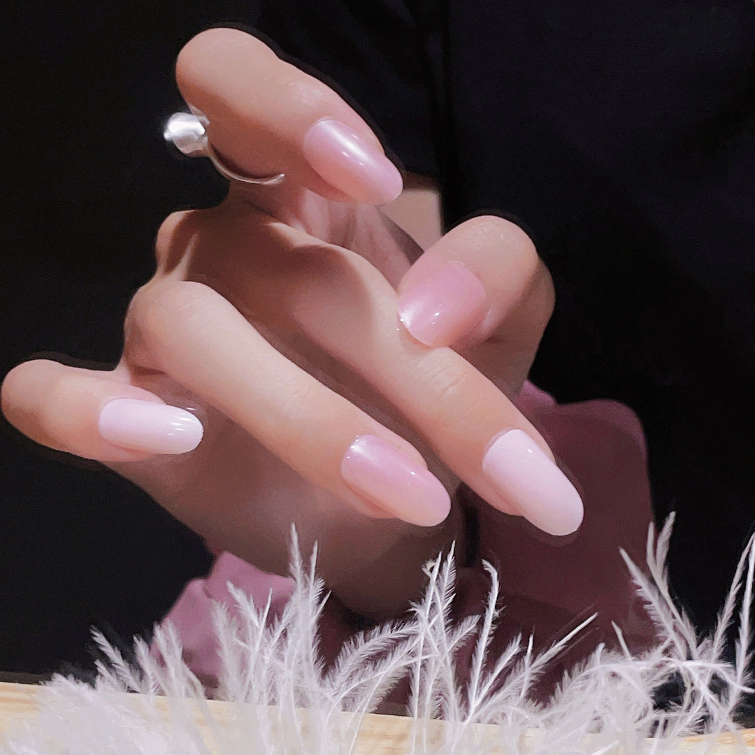 Glossy French Tip Press-On Nails Set