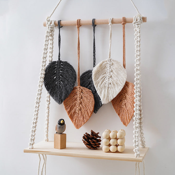 Bohemian Macrame Leaf Art Display Shelf Kalsten