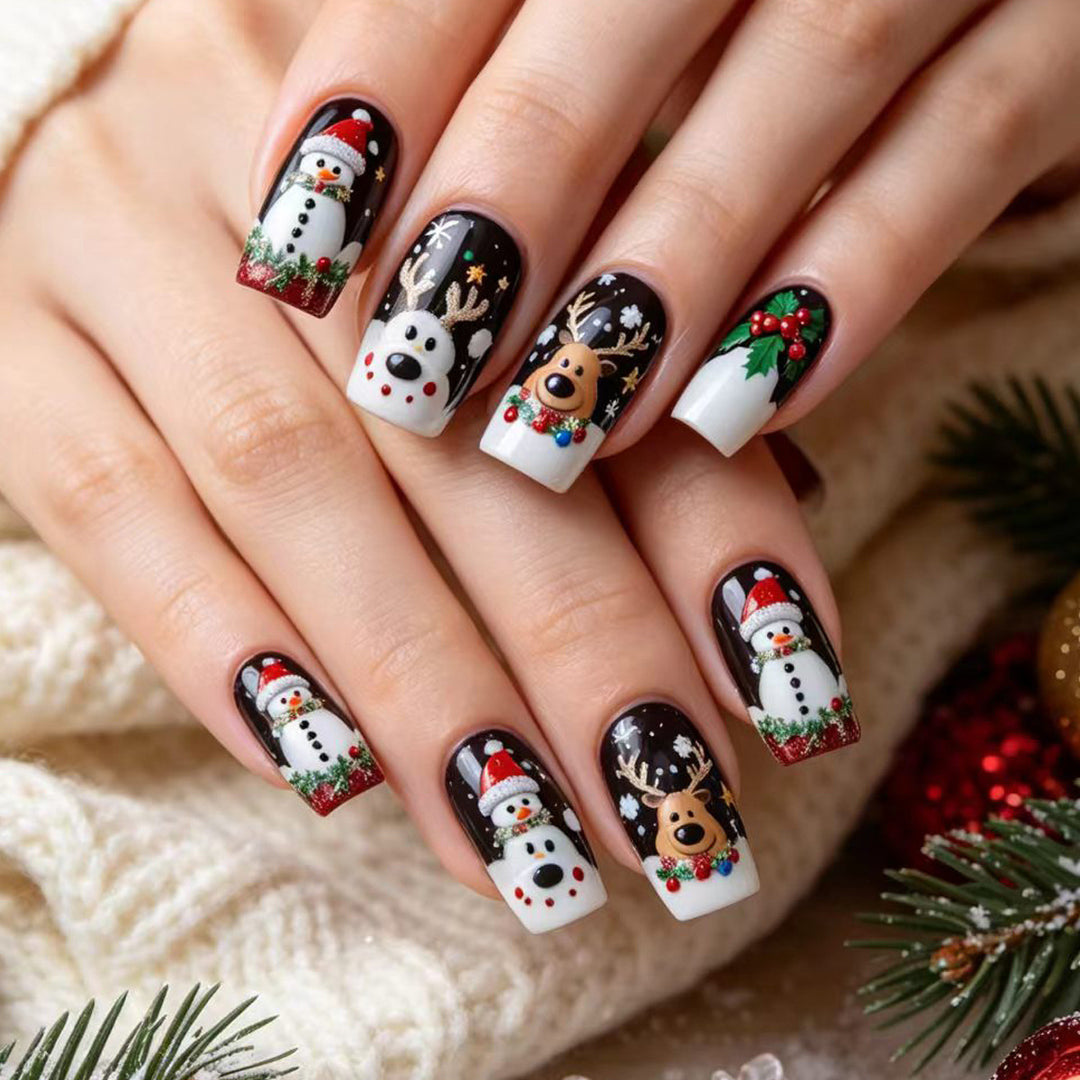 Artificial artificial nails with festive Christmas design Kalsten