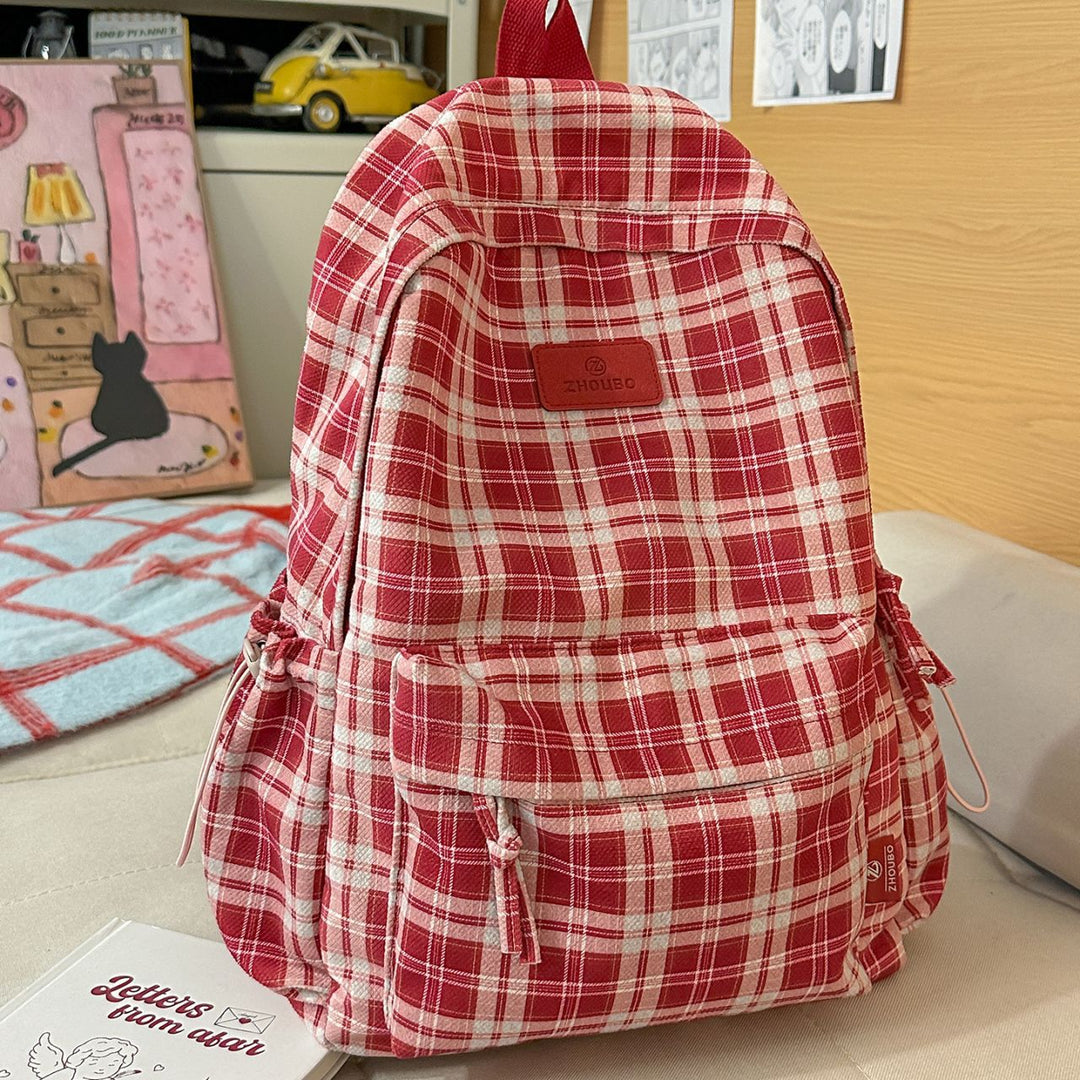 Stylish Plaid Patterned Backpack Kalsten