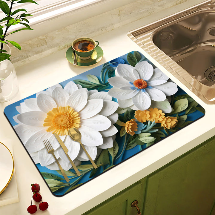Floral Design Anti-Slip Kitchen Mat