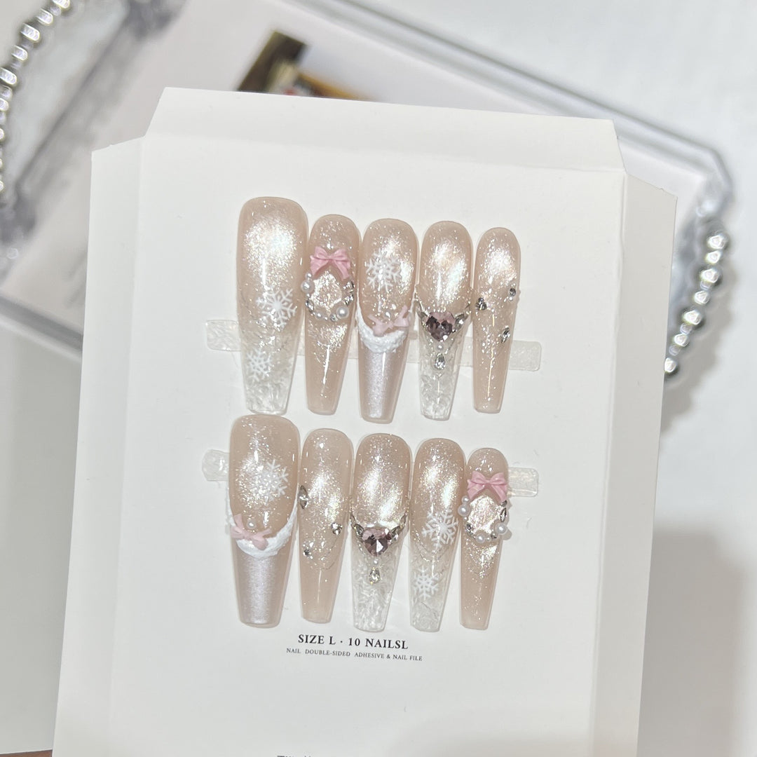 Decorative Stiletto Press-On Nail Set with Rhinestone and Glitter Accents Kalsten