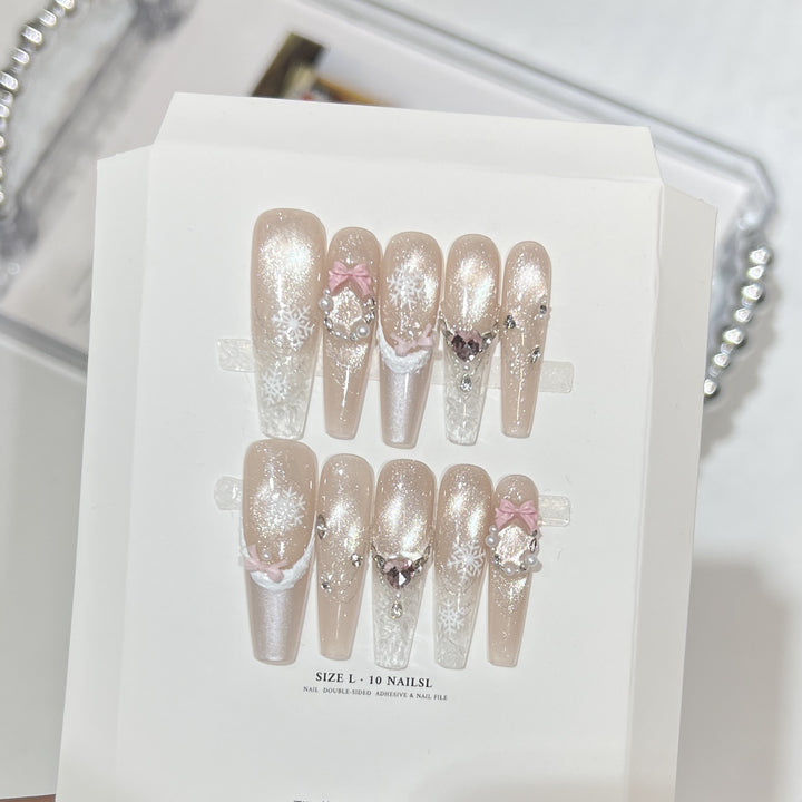 Decorative Stiletto Press-On Nail Set with Rhinestone and Glitter Accents Kalsten