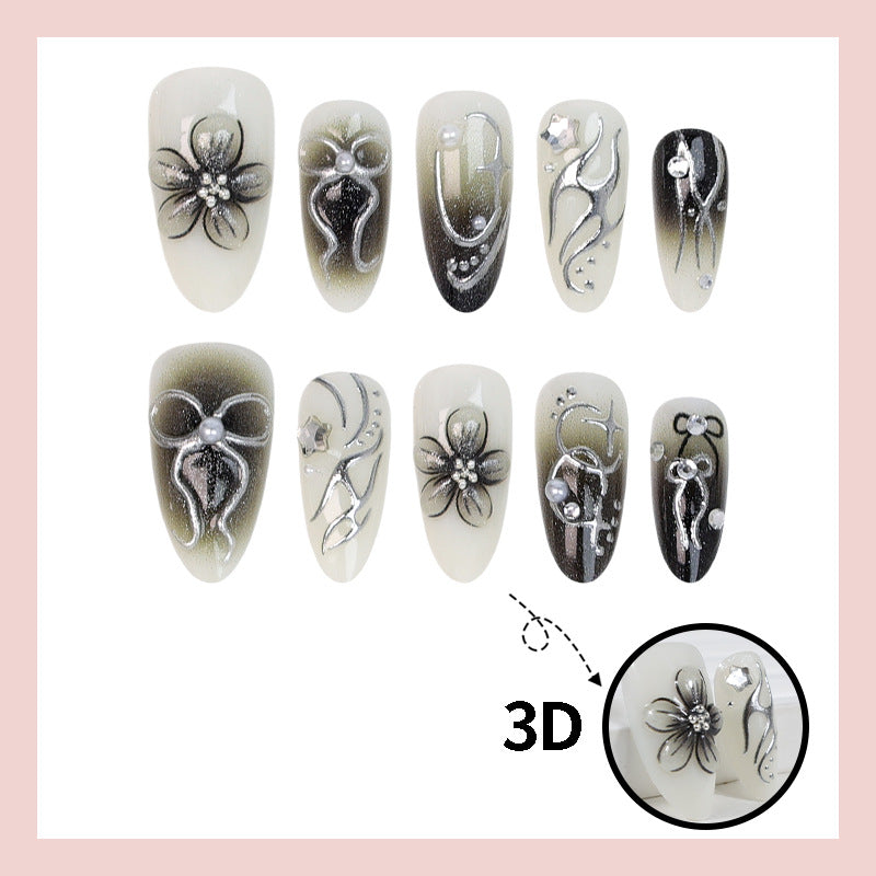 Artificial nails with elegant floral and glittering decorations Kalsten