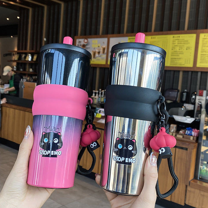 Women's playful coffee mug with silicone sleeve and integrated pendant Kalsten