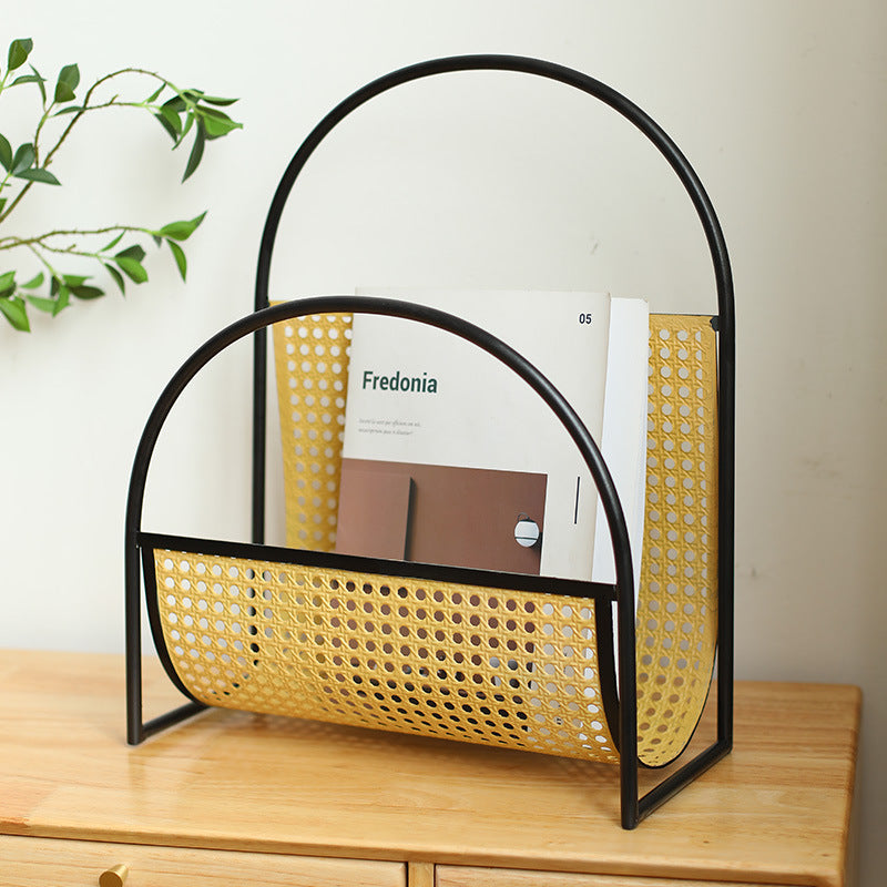 Unisex Elegant Magazine Holder with Artistic Weaving Structure Kalsten