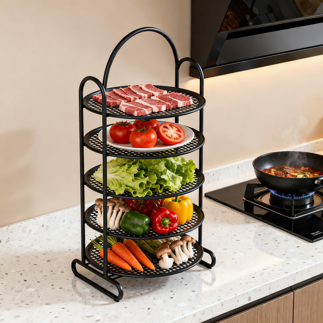[Unisex] Five-Tier Perforated Metal Countertop Kitchen Storage Rack