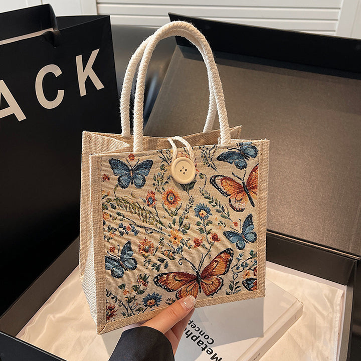 Embroidered Floral Tote Bag