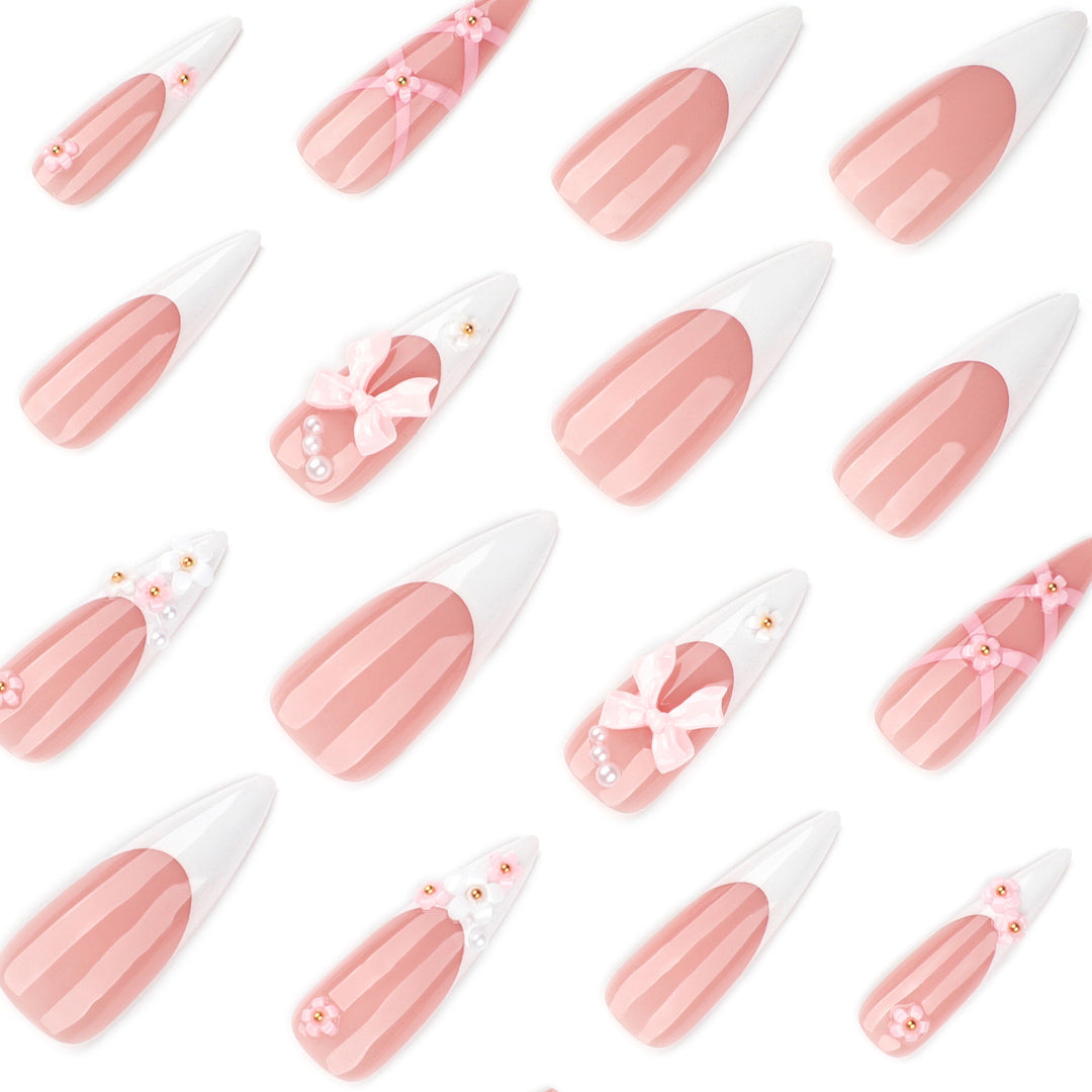 Artful Nail Art with Romantic Bows and Flowers Kalsten