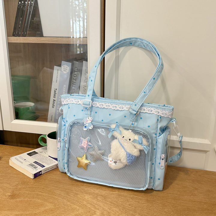Handbag with Transparent Compartment Division and Playful Application Design Kalsten