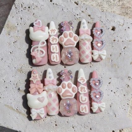 Decorative Themed 3D Press-On Nail Art Set