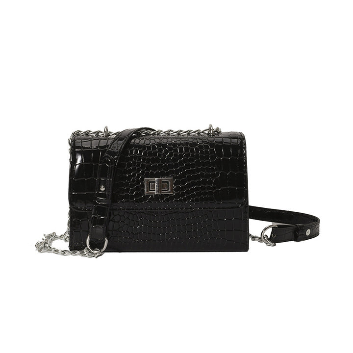 Croc-Embossed Structured Crossbody Handbag