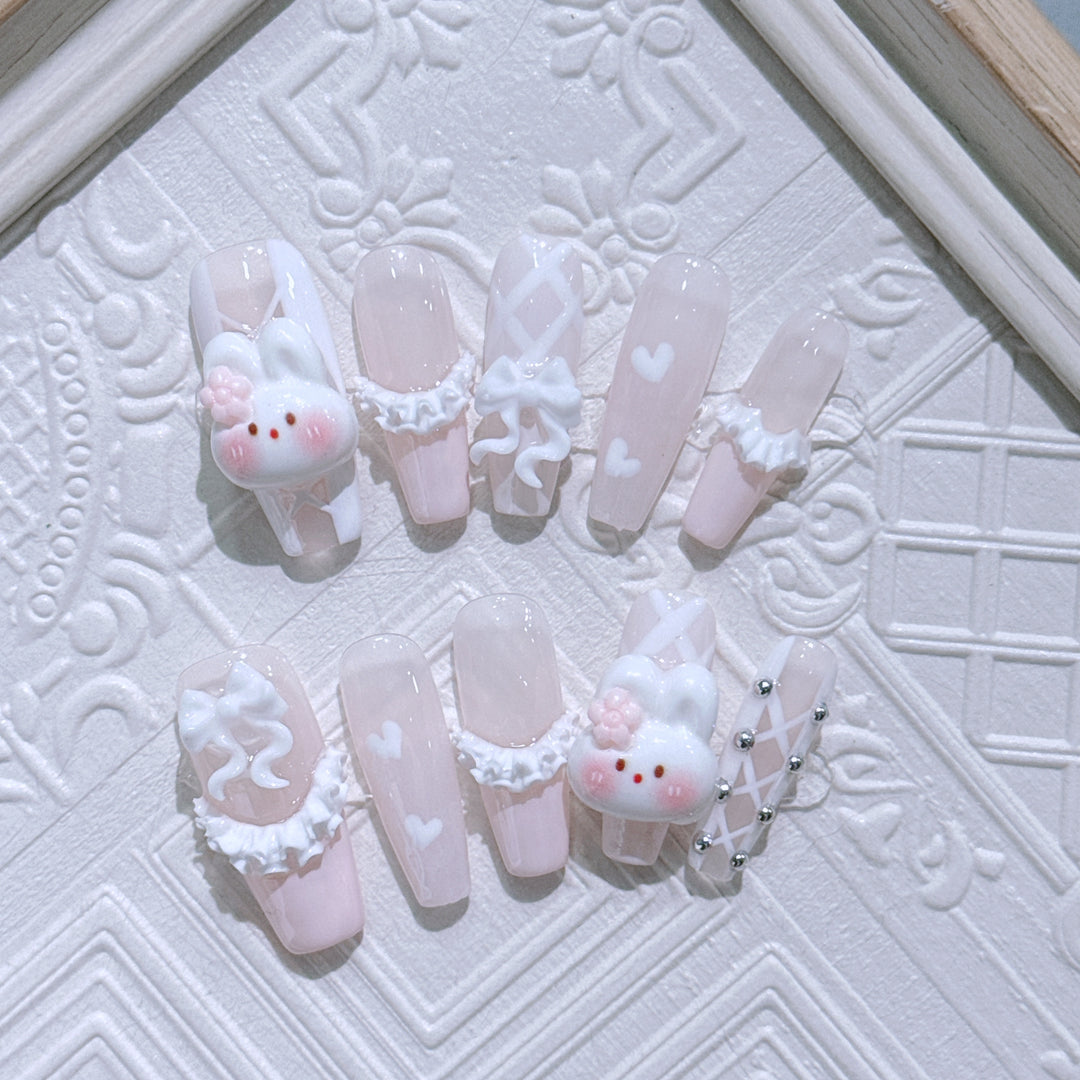Cute Bunny Themed Press-On Nail Set