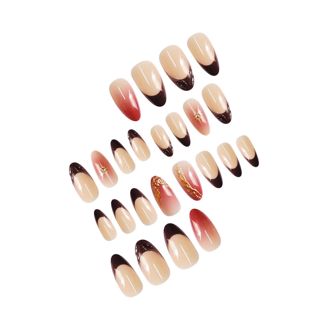 Artistic Almond-Shaped Press-On Nail Art Kalsten