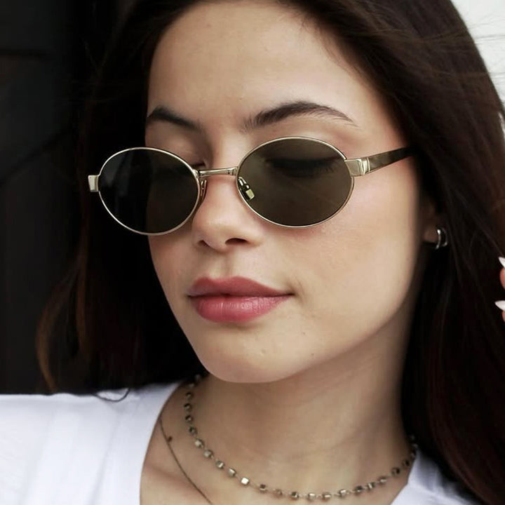 Women's round glasses with elegant metal frame and adjustable nose pads Kalsten