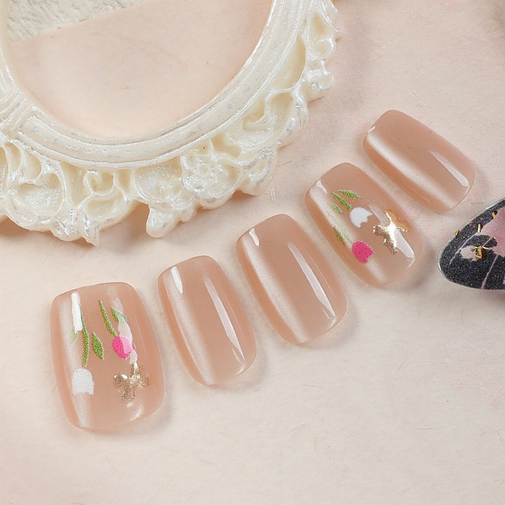 Elegant Glitter-Accent Press-On Nail Set