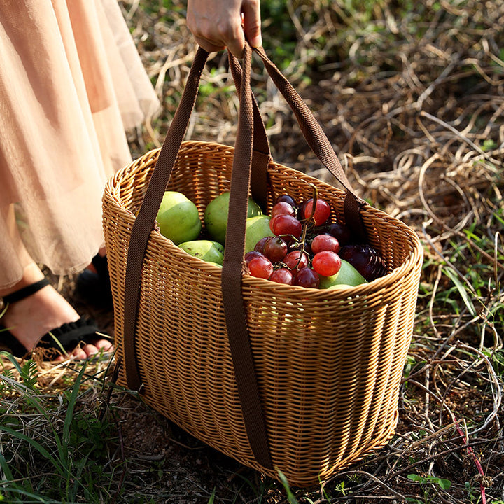 Unisex Robust braided shopping basket with comfortable fabric handles Kalsten